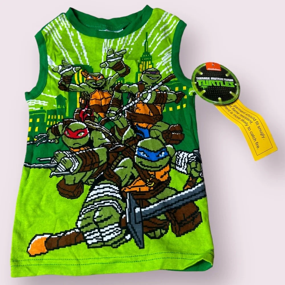 NWT Boys Nickelodeon Teenage Mutant Ninja Turtles Two Piece Shorts Tank Pajamas